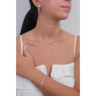 14 Ayar Beyaz Altın Taşlı Set 9