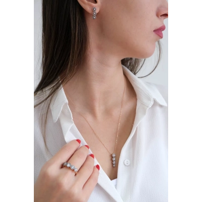 14 Ayar Altın Elmas Montür Set Takımı 35