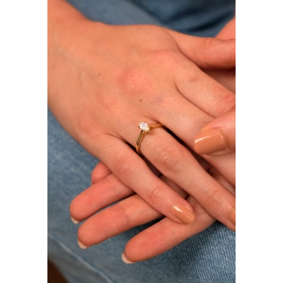 14 Ayar Damla Taşlı Altın Yüzük 11