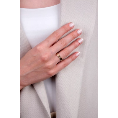 14 Ayar Altın Kare Sıralı Yüzük 224