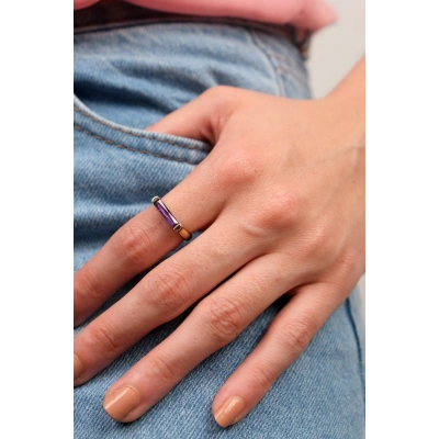 14 Ayar Altın Mor Taşlı Yüzük 120