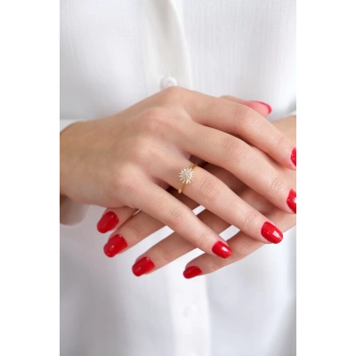 14 Ayar Altın Taşlı Güneş Yüzük 215