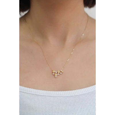 14 Ayar Altın Taşlı Yıldız Kolye 223