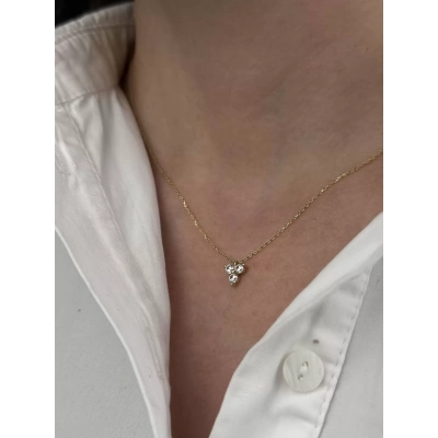 14 Ayar Altın 3 Taşlı Kolye 634