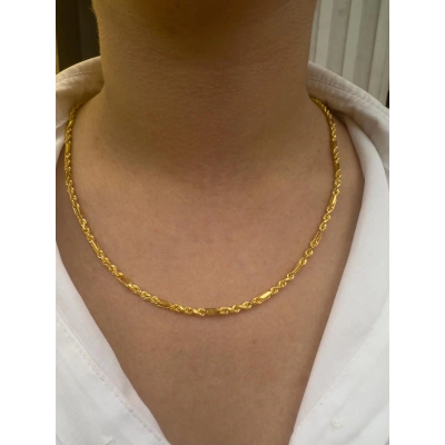 14 Ayar Altın 55 cm Ataçlı Burgu Zincir Kolye