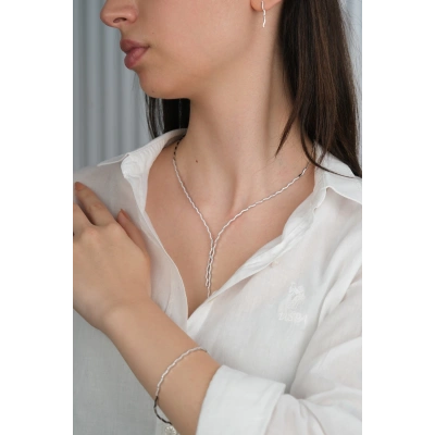 14 Ayar Beyaz Altın Dalagalı Düğün Seti 78