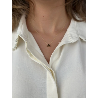 14 Ayar Altın A Harf Kolye 693