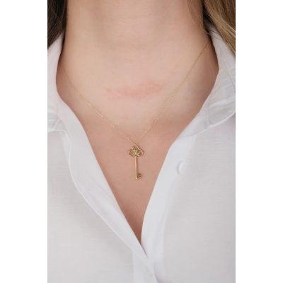 14 Ayar Altın Anahtar Kolye 442