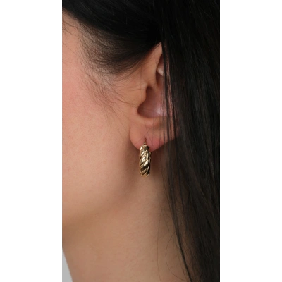 14 Ayar Altın Burgulu Halka Küpe