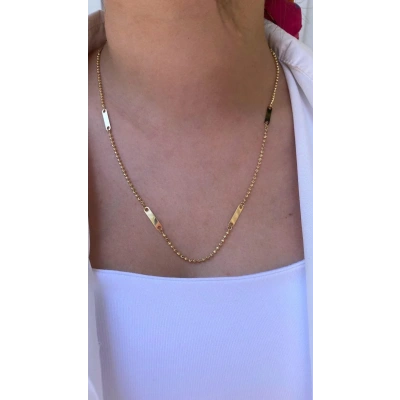 14 Ayar Altın Dorikalı Plaka Kolye 893