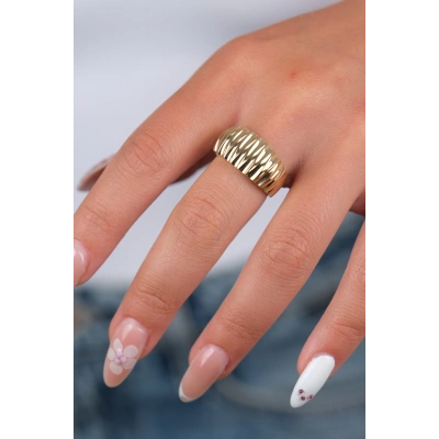 14 Ayar Altın kalın Çizgili Yüzük 809