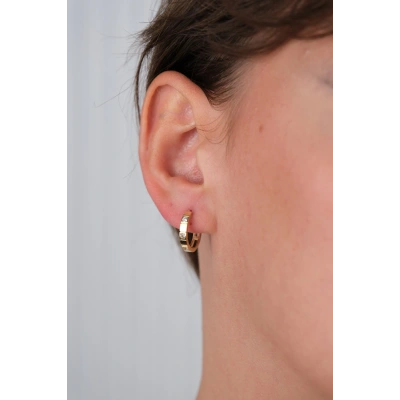 14 Ayar Altın Küçük Taşlı Halka Küpe 709