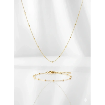 14 Ayar Altın Mini Dorikalı Kolye-Bileklik SET 106