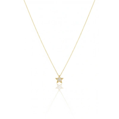 14 Ayar Altın Minimal Taşlı Yıldız Kolye 509
