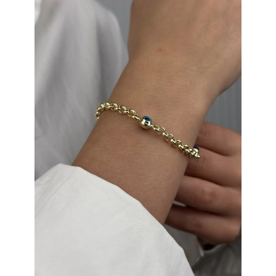 14 Ayar Altın Nazar Boncuklu Bileklik 987