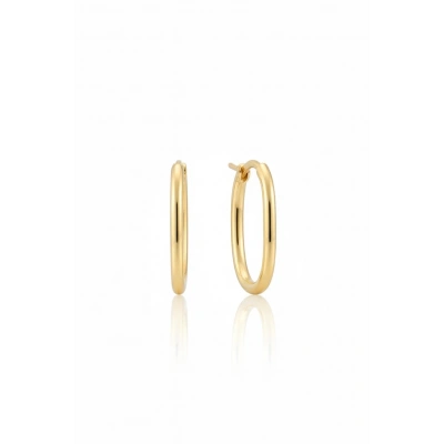 14 Ayar Altın Oval Halka Küpe 1101