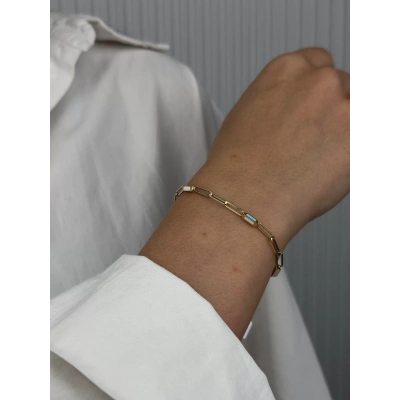 14 Ayar Altın Renkli Taşlı Ataç Bileklik 1070