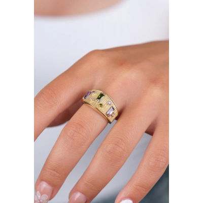 14 Ayar Altın Renkli Taşlı Yüzük 909