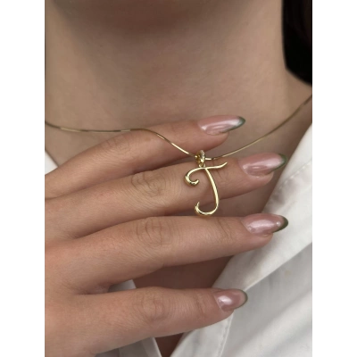 14 Ayar Altın T Harfi Kolye Ucu 443