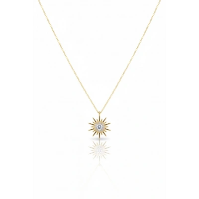 14 Ayar Altın Taşlı Güneş Kolye 676