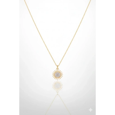 14 Ayar Altın Taşlı Güneş Kolye 729