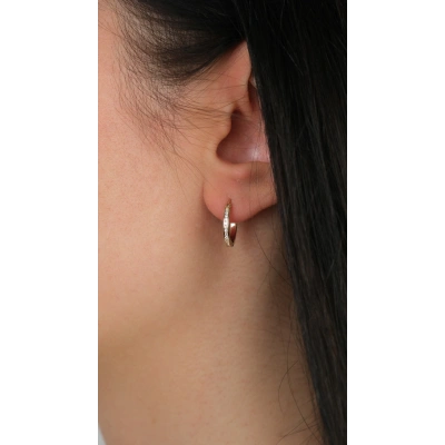 14 Ayar Altın Taşlı Halka Küpe 1005