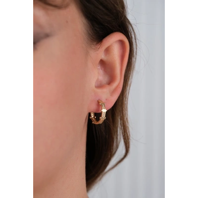 14 Ayar Altın Taşlı Halka Küpe 874