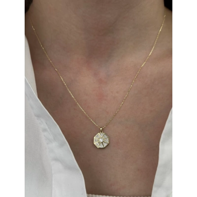 14 Ayar Altın Taşlı Kolye 631