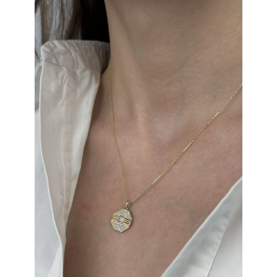 14 Ayar Altın Taşlı Kolye 657