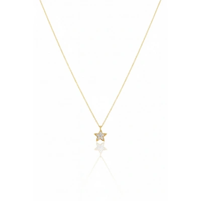14 Ayar Altın Taşlı Minimal Yıldız Kolye 418
