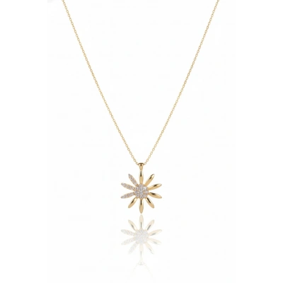 14 Ayar Altın Taşlı Papatya Kolye 875