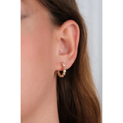 14 Ayar Altın Top Top Halka Küpe 478