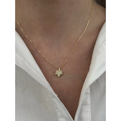 14 Ayar Altın Yaprak Kolye 601