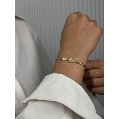 14 Ayar Altın Yoncalı Bileklik 1072