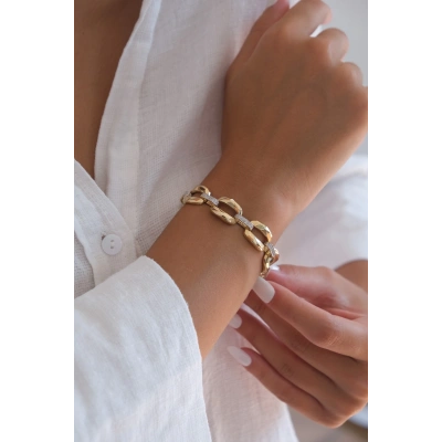 14 Ayar Altın Taşlı Zincir Bileklik 457