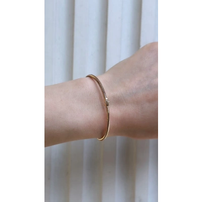 14 Ayar Rose Çiçek Desenli Elastik Bileklik 973