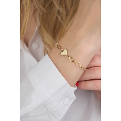 14 Ayar Altın Kalpli Bileklik