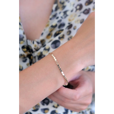 14 Ayar Altın Dörtgen Sıralı Bileklik 435