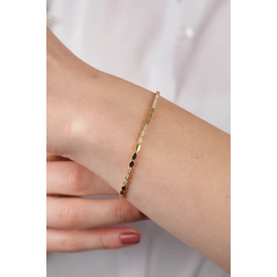 14 Ayar Altın İnce Taşlı Bileklik 723