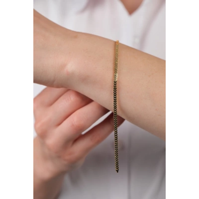 14 Ayar Altın Sade Başaklı Bileklik 738