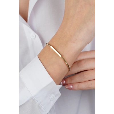 14 Ayar Altın Plaka Detay Bileklik 578