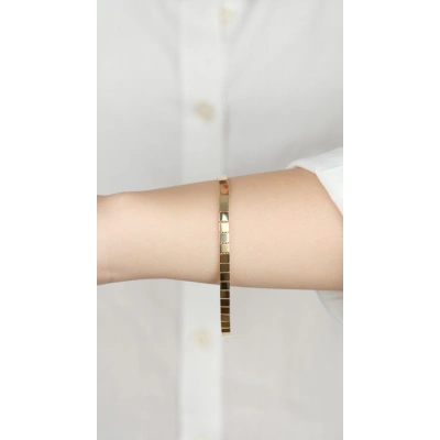 14 Ayar Altın Kareli Sade Bileklik 911