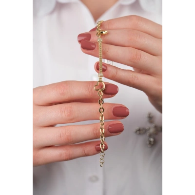 14 Ayar Altın Yıldız ve Kalp Figürlü Bileklik 442