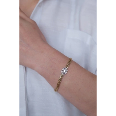 14 Ayar Altın Baget Taşlı Bileklik 65