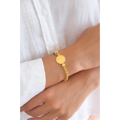 14 Ayar Altın Zincirli Çeyrekli Bileklik 403