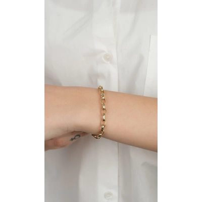 14 Ayar Altın Taş Detaylı Zincir Bileklik