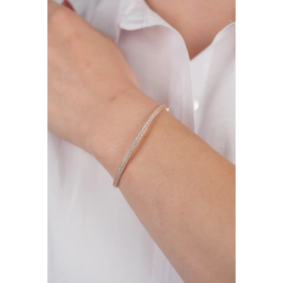 14 Ayar Altın Taşlı Rose Kelepçe 104