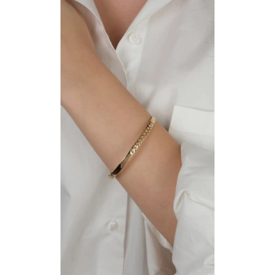 14 Ayar Altın Zincir Detaylı Kelepçe