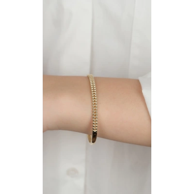 14 Ayar Altın İki Sıra Toplu Kelepçe