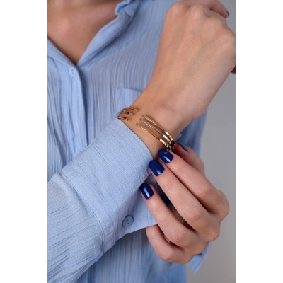 14 Ayar Altın Üç Sıra Kelepçe 8